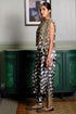 Fida Ladder Print Waist Coat With Bustier And Low Crotch Pant